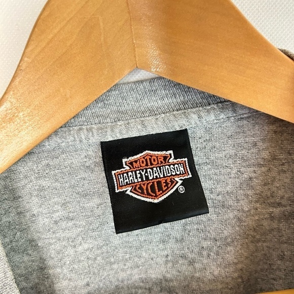 VTG Harley Davidson Lake Tahoe Long Sleeve Cropped Tee Front Pocket Graphic L - Picture 5 of 7
